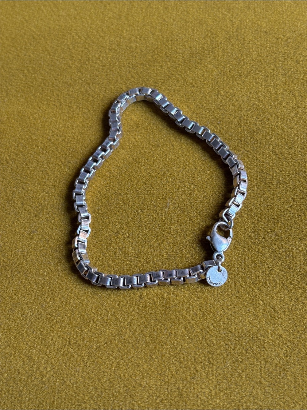 Tiffany & Co. Sterling Silver Box Chain Bracelet with Signature Blue Pouch - Picture 2 of 3